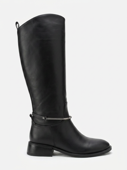 Ansel - Bota de montar de cuero negro (Mujer)