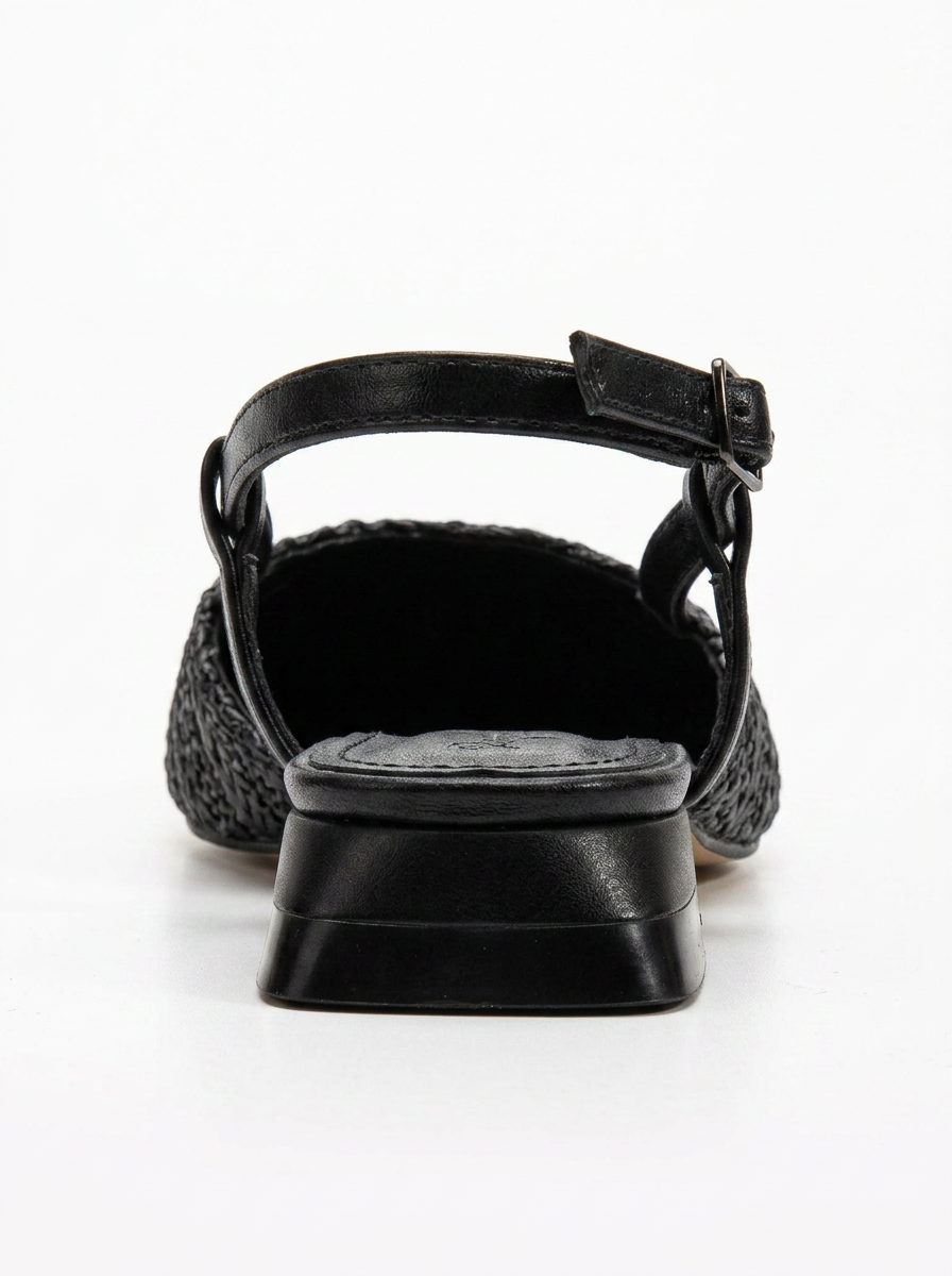Riley - Merceditas slingback de rafia negra