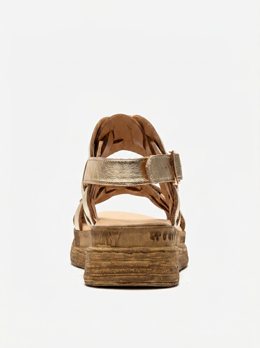 ELVORO - Gold Genuine Leather Sandal (Women)