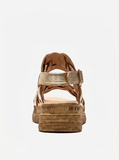 ELVORO - Gold Genuine Leather Sandal (Women)