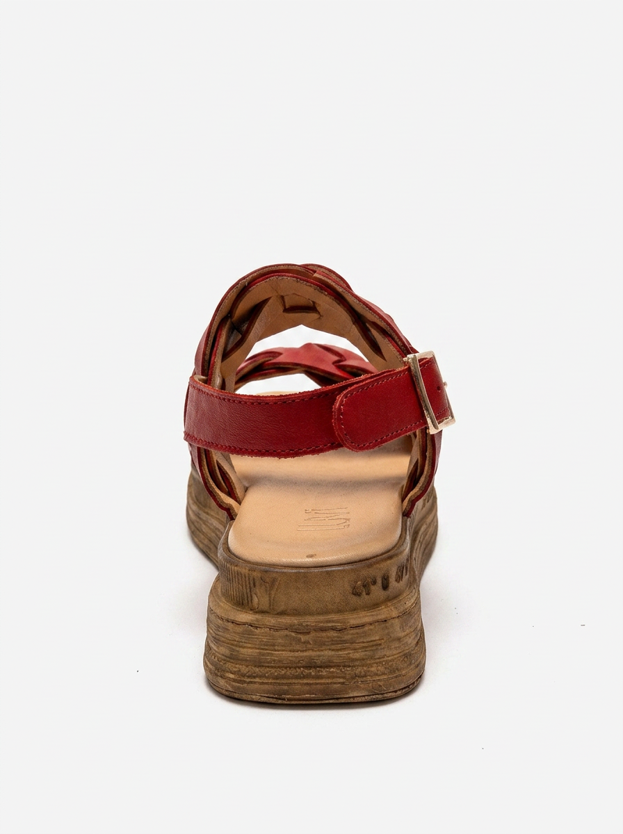 ELVORO - Sandalia de Cuero Genuino Roja (Mujer)