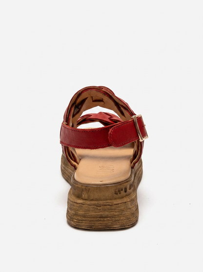 ELVORO - Sandalia de Cuero Genuino Roja (Mujer)