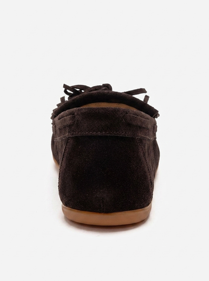 Evelyn - Mocasín de gamuza de cuero genuino marrón (Mujer)