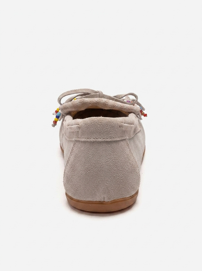 EVELYN - Mocasín de cuero de gamuza auténtica color beige (mujer)