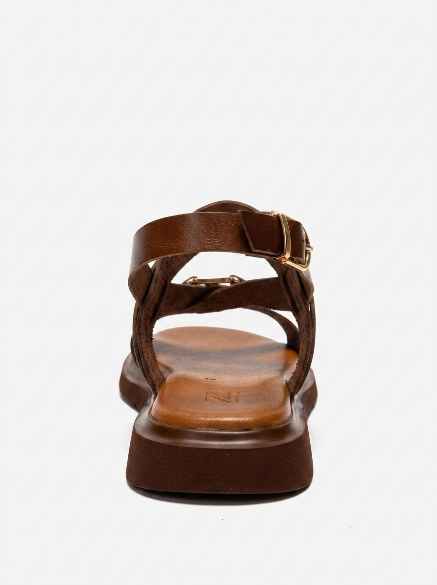 FABIANA - Camel Genuine Leather Toe-Post Sandal (Women)