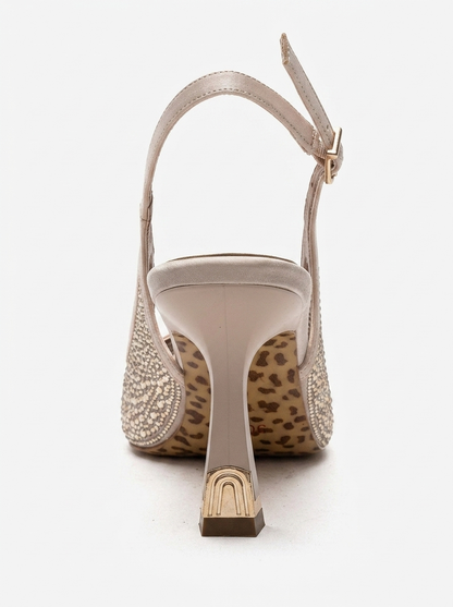 FREA - Nude Gold-Embellished Slingback Stiletto Pump (Women)