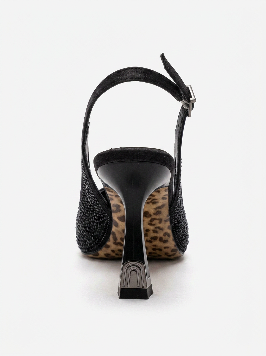 FREA - Black Stone-Embellished Ankle-Strap Stiletto Pump (Women)