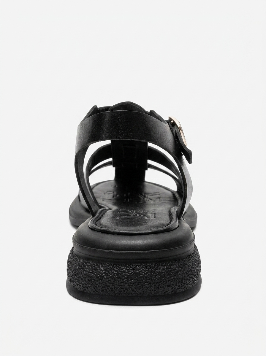 GUIDO - Black Genuine Leather Sandal (Women)