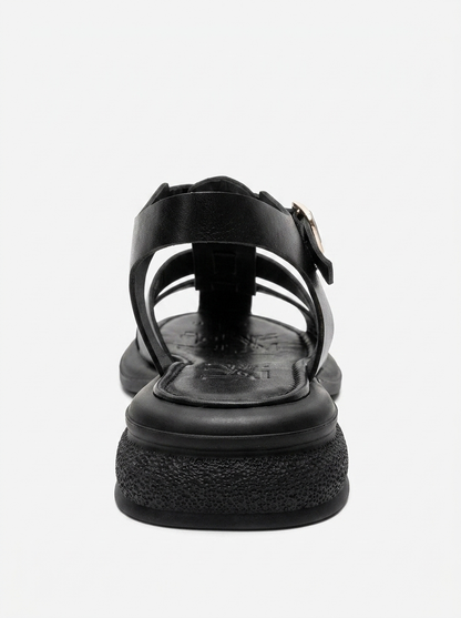 GUIDO - Black Genuine Leather Sandal (Women)