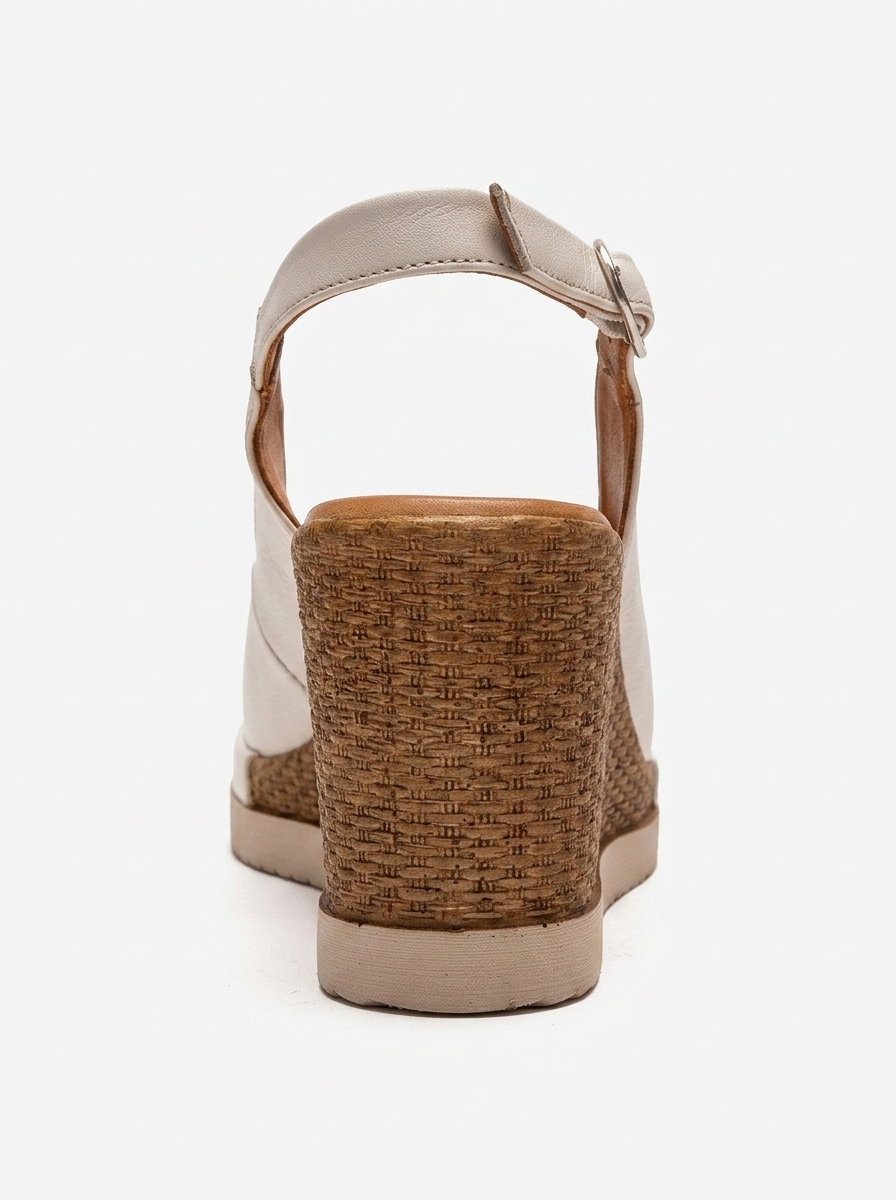 HELINA - Beige Genuine Leather Wedge Sandal (Women)