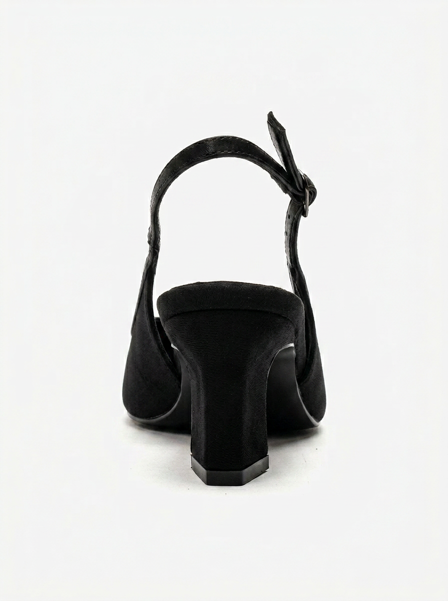 HILDA - Black Matte Cap Toe Block Heel Shoe (Women)