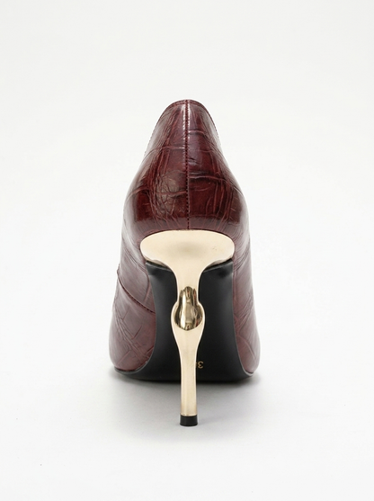 Hudson - Zapato de tacón con punta y estampado burdeos (Mujer)