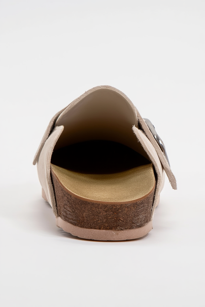 Gons - Zuecos de cuero de gamuza beige (Mujer)
