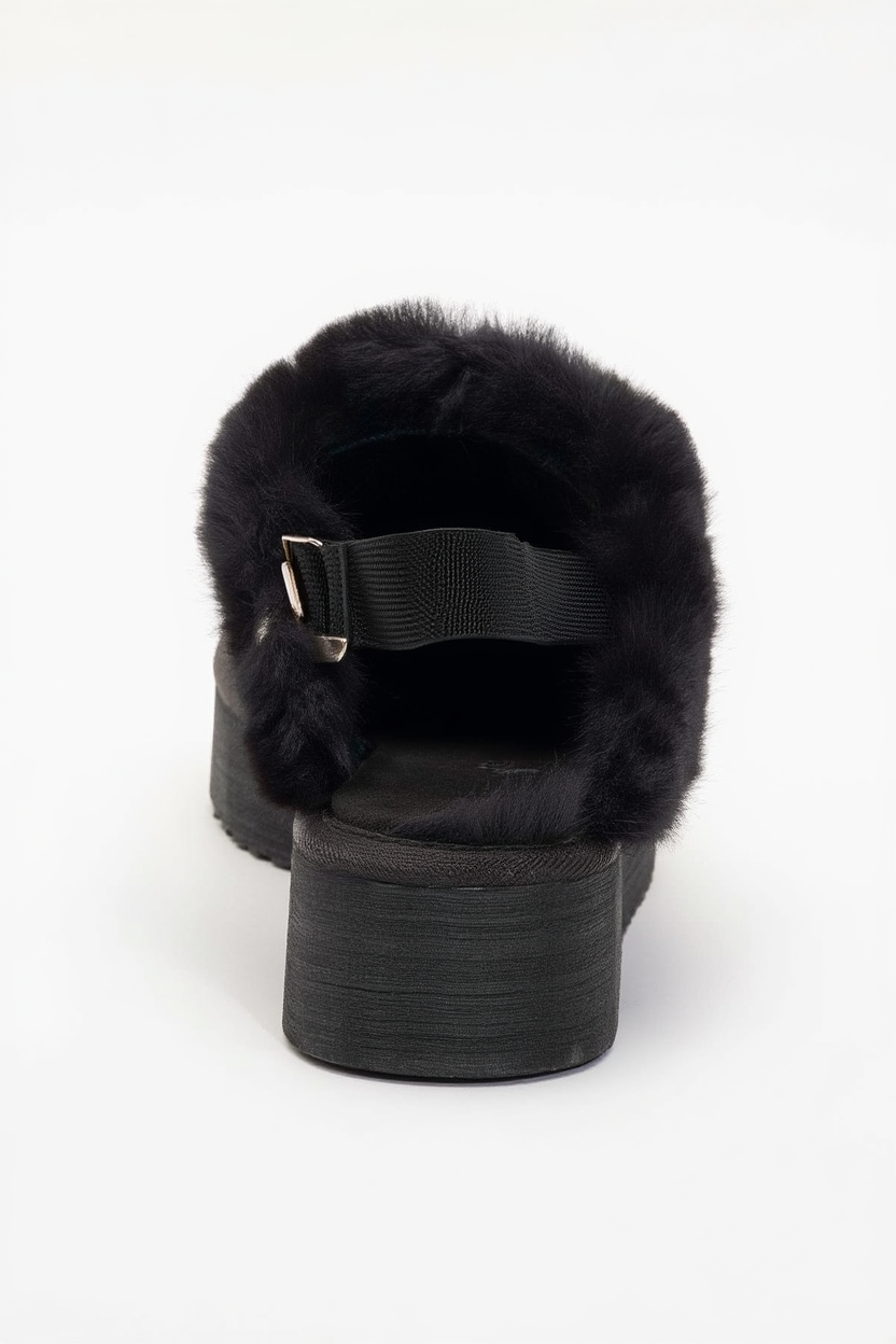Olessa - Pantuflas de cuero genuino negro y gamuza con forro de piel (mujer)