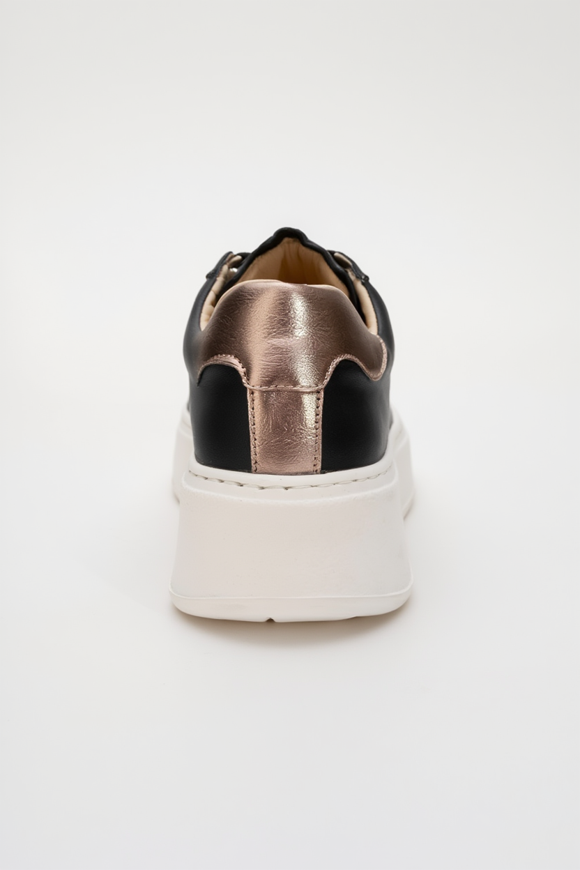 Gueno - Zapatilla de piel genuina negra (Mujer)