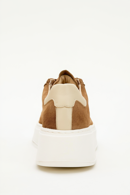 Gueno - Zapatilla de piel auténtica color topo (Mujer)