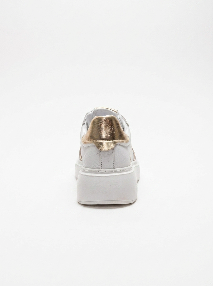 IVARA - White And Gold Genuine Leather Everyday Sneaker (Women)