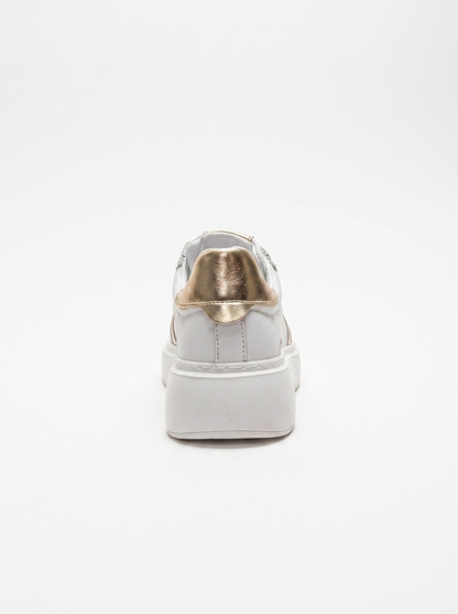 IVARA - White And Gold Genuine Leather Everyday Sneaker (Women)