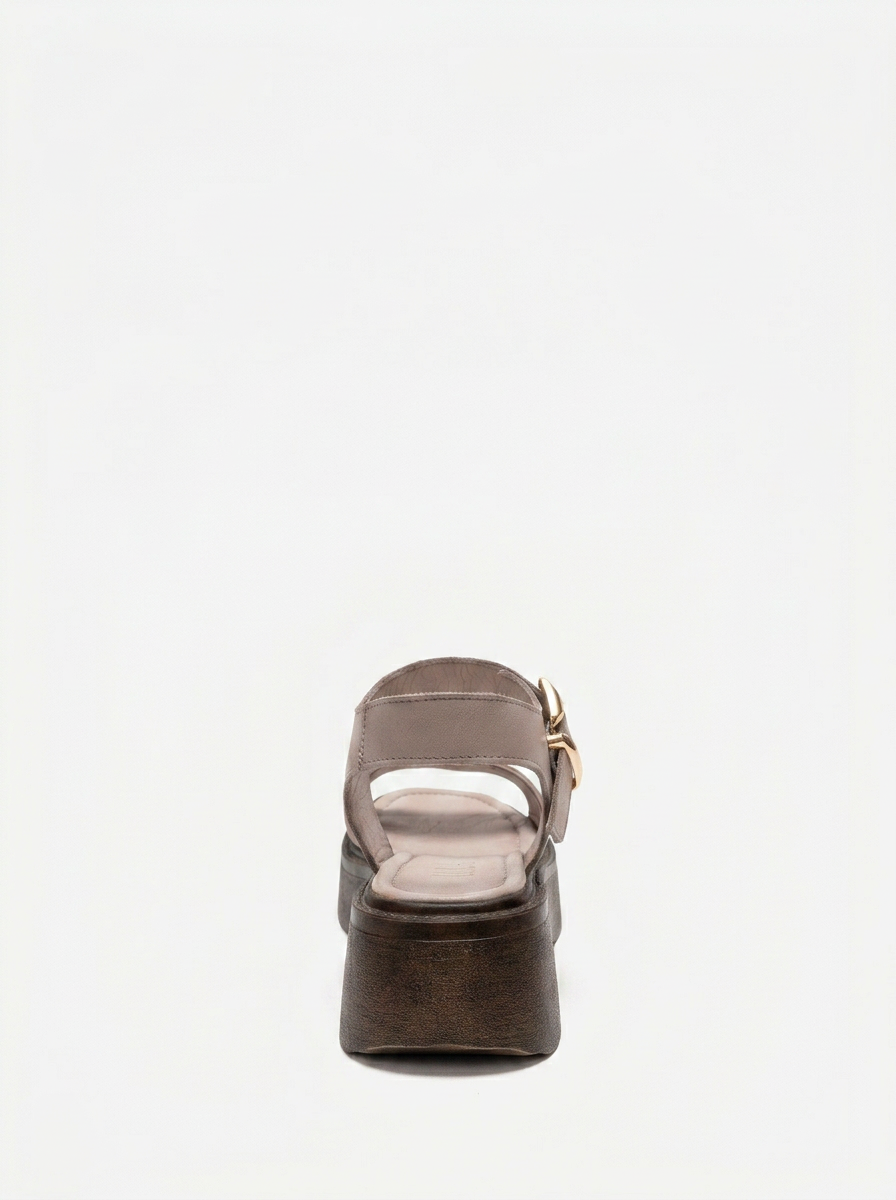 LONE - Beige Genuine Leather Chunky Platform Sandal (Women)