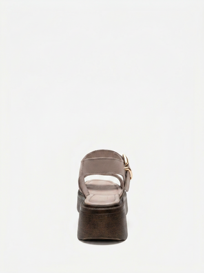 LONE - Beige Genuine Leather Chunky Platform Sandal (Women)