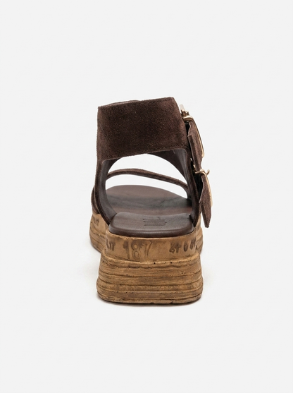 LORENTIS - Brown Genuine Leather Double Buckle Sandal (Women)