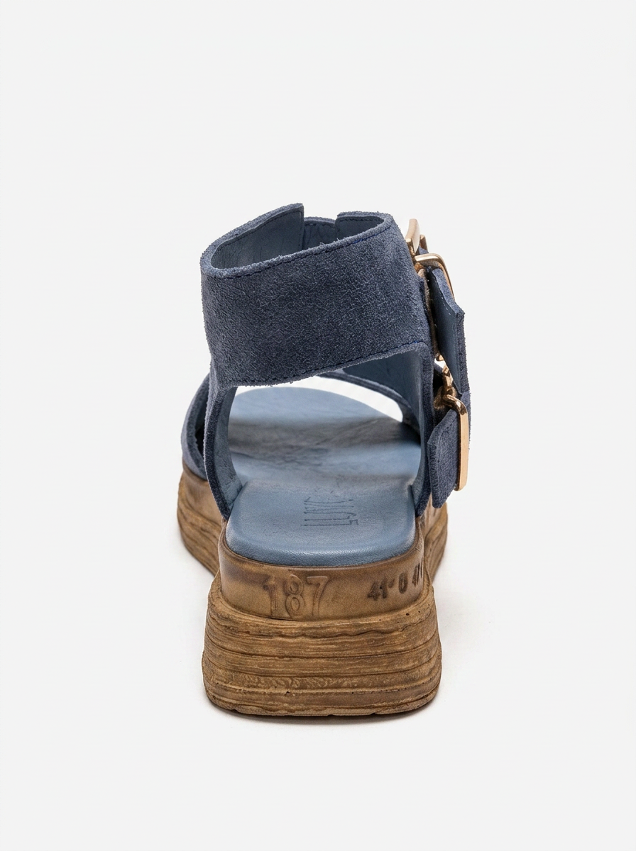 LORENTIS - Denim Blue Genuine Leather Double Buckle Sandal (Women)