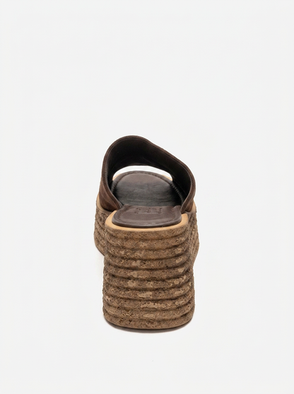 MARC - Brown Suede Leather Wedge Heel Slide (Women)