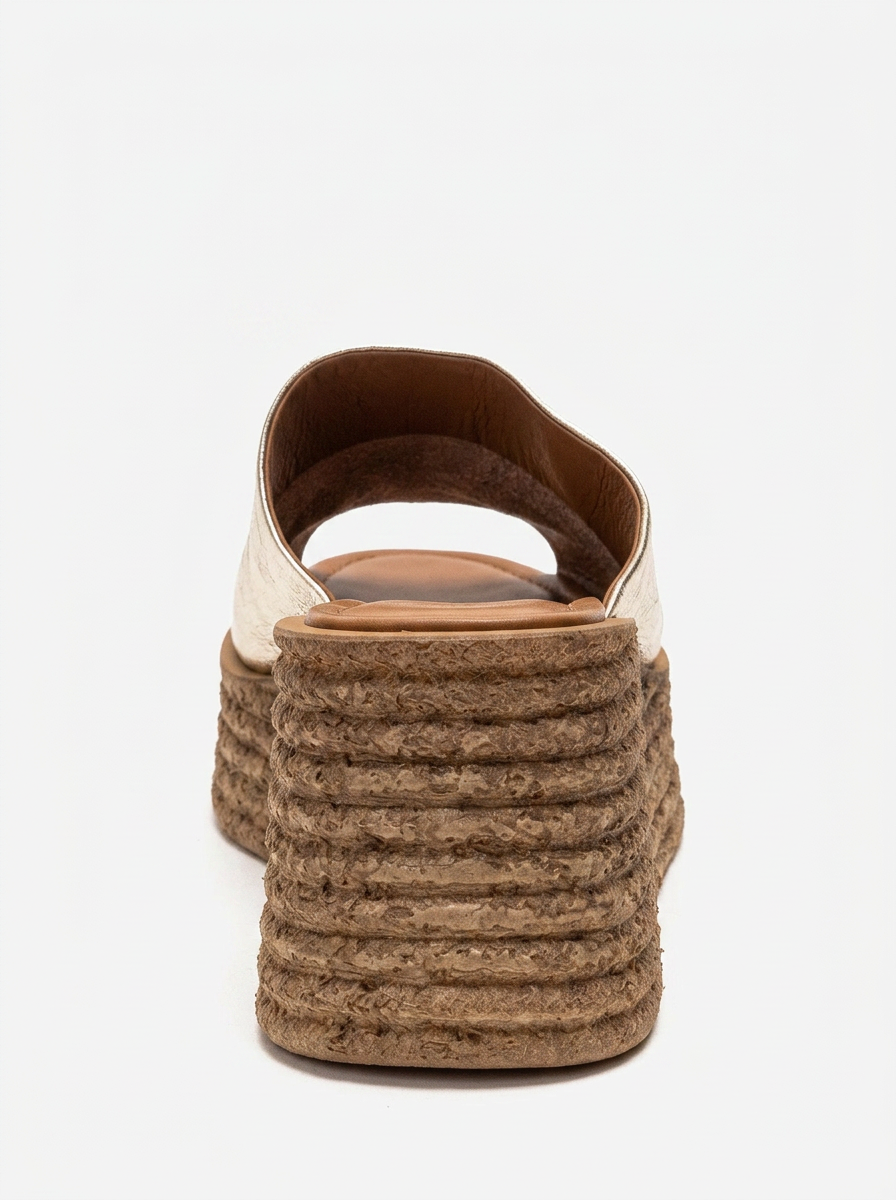 MARC - Gold Genuine Leather Wedge Heel Slide (Women)