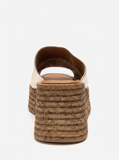 MARC - Gold Genuine Leather Wedge Heel Slide (Women)