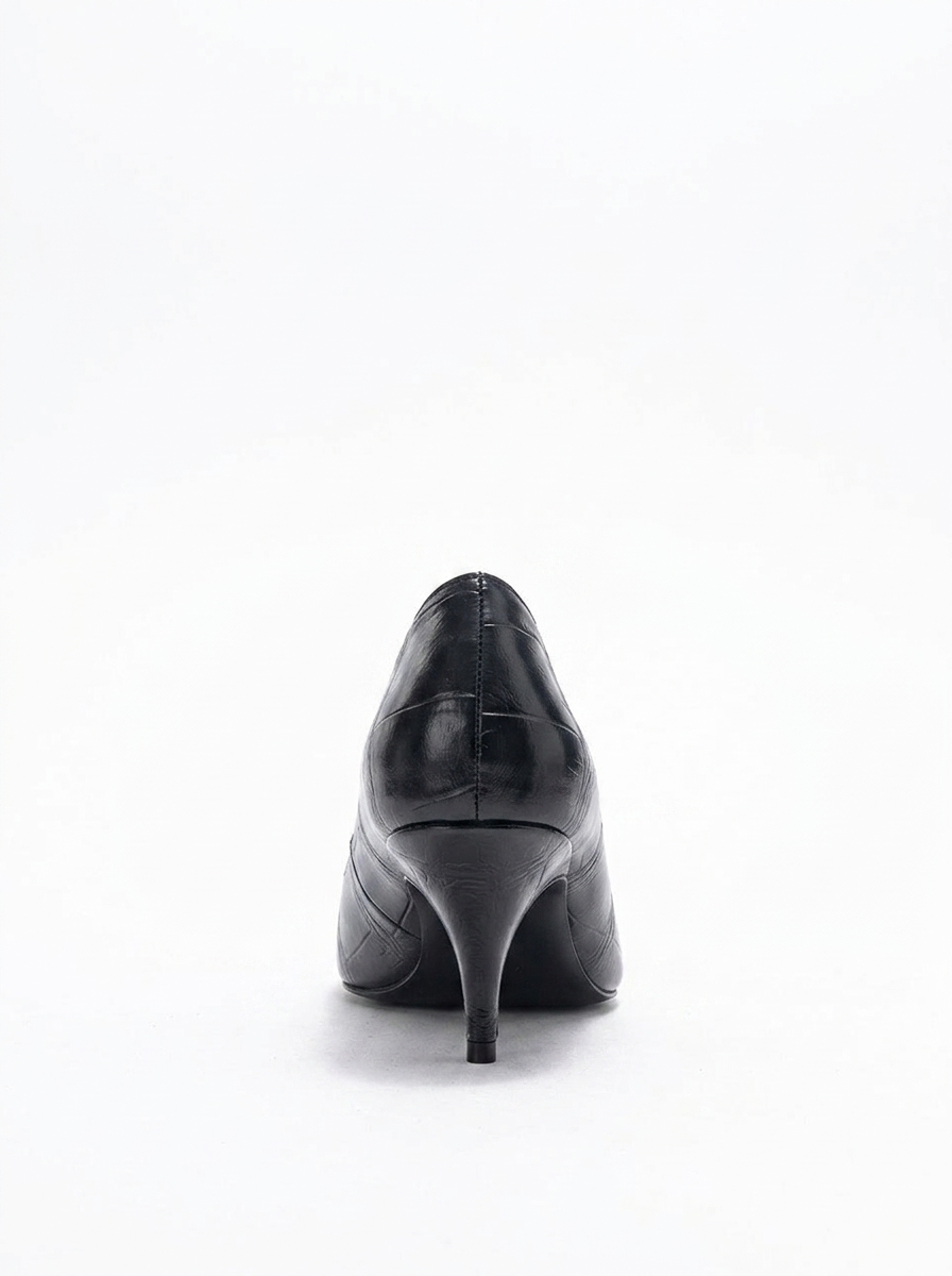 Marcus - Zapato de tacón con punta estampado en negro (mujer)