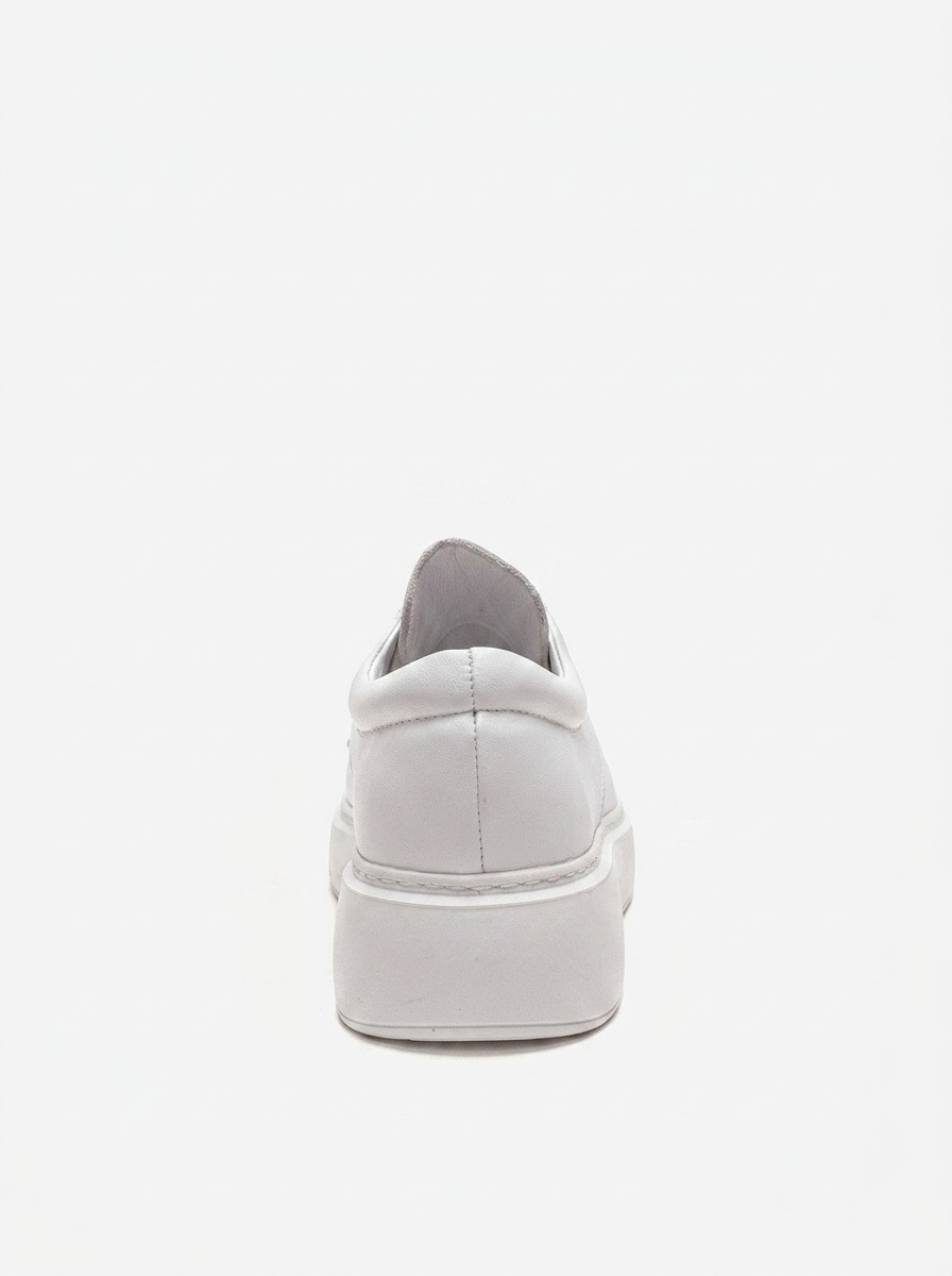 MAREON - Zapatilla de Cuero Genuino Blanco con Cordones (Mujer)