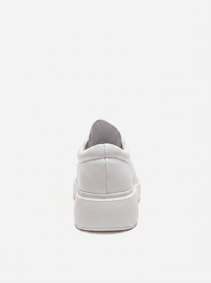 MAREON - Zapatilla de Cuero Genuino Blanco con Cordones (Mujer)