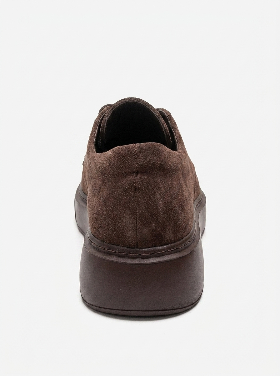 MAREON - Zapatilla de cordones de ante marrón de piel auténtica (Mujer)