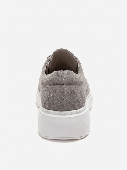 MAREON - Gray Suede Genuine Leather Lace-Up Sneaker (Women)