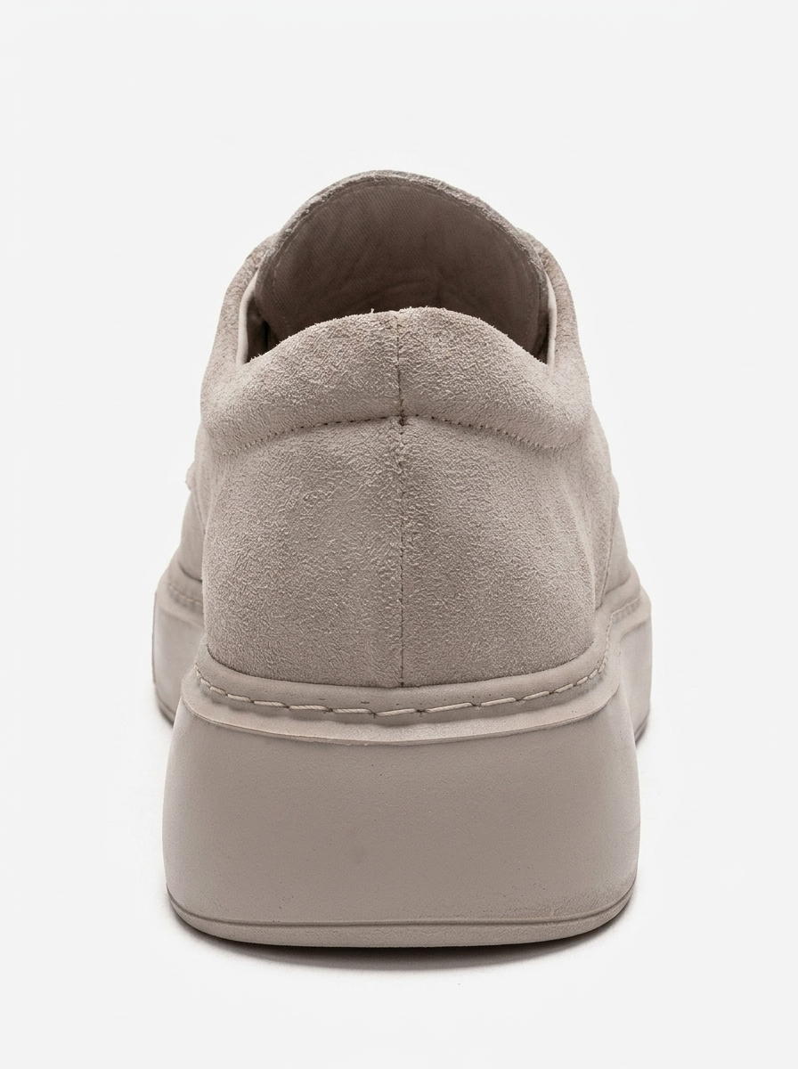 MAREON - Zapatilla deportiva de ante beige de piel genuina con cordones (Mujer)