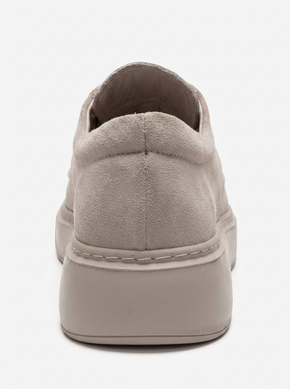MAREON - Zapatilla deportiva de ante beige de piel genuina con cordones (Mujer)