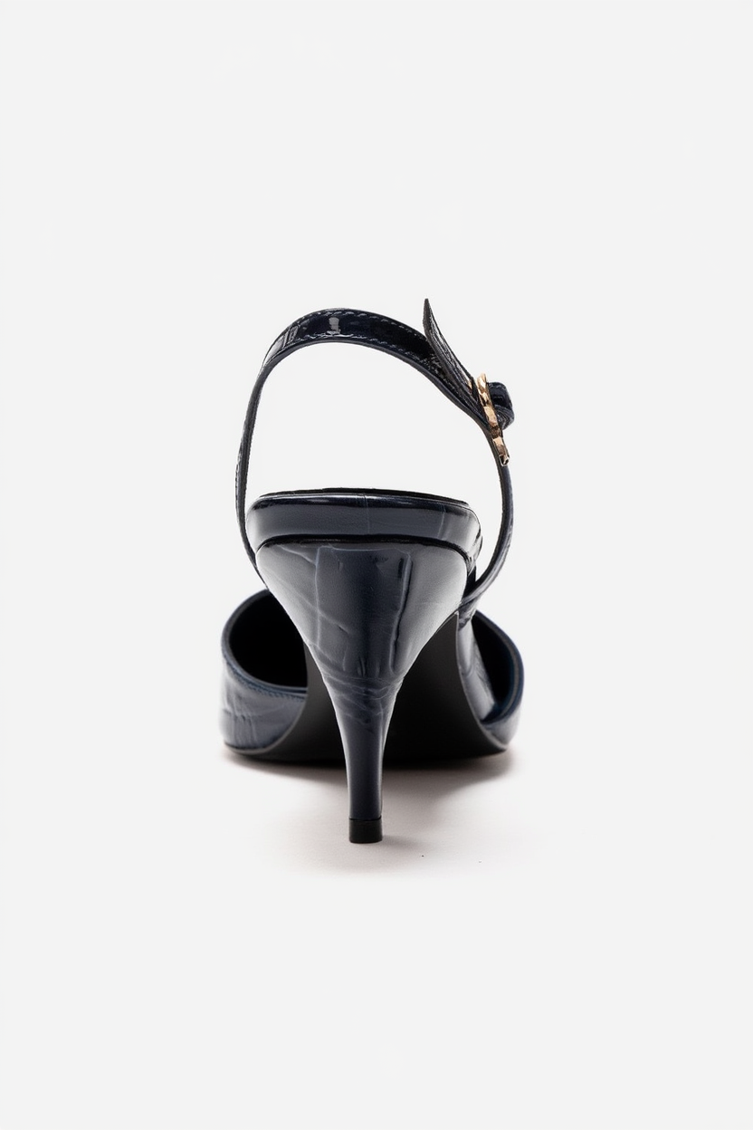 Yvella - Zapatos de tacón de aguja con hebilla de charol azul marino y punta afilada (Mujer)
