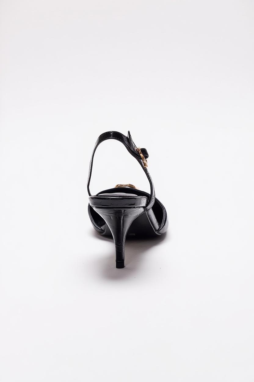 Yvella - Black Patent Buckle Pointed Toe Stiletto Pump (Women)