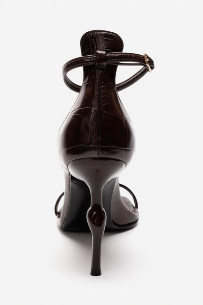 Yelena - Brown Printed Thin-Strap Stiletto Pump (Women)