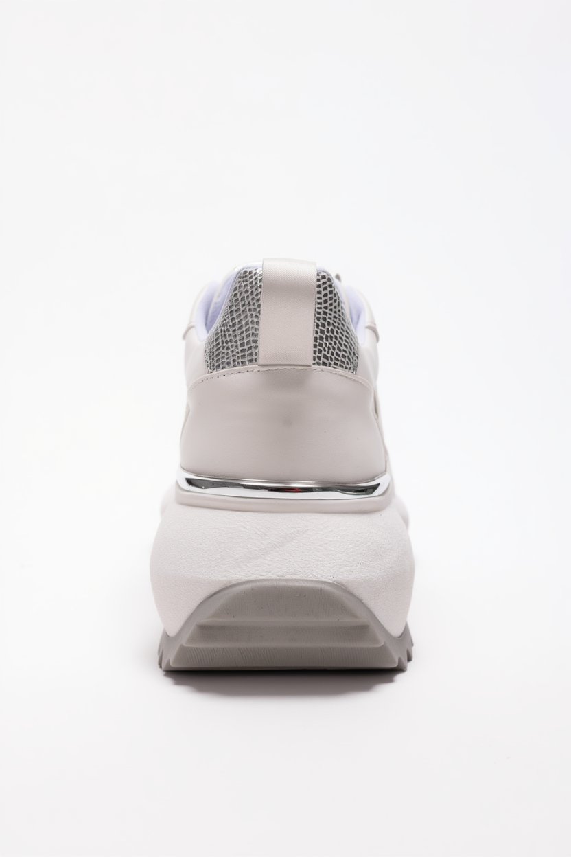 WHISPER - White Leather-Look Chunky Platform Everyday Sneaker (Women)