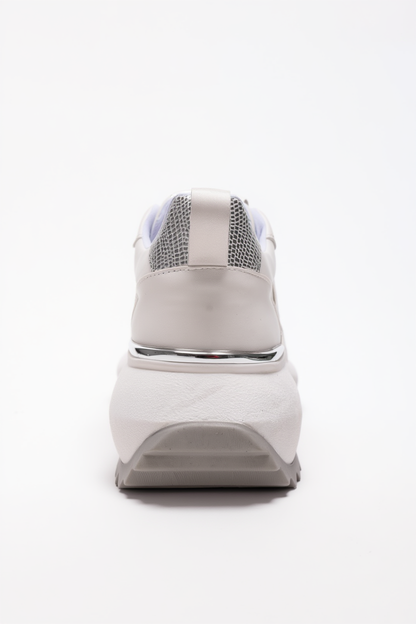 WHISPER - White Leather-Look Chunky Platform Everyday Sneaker (Women)