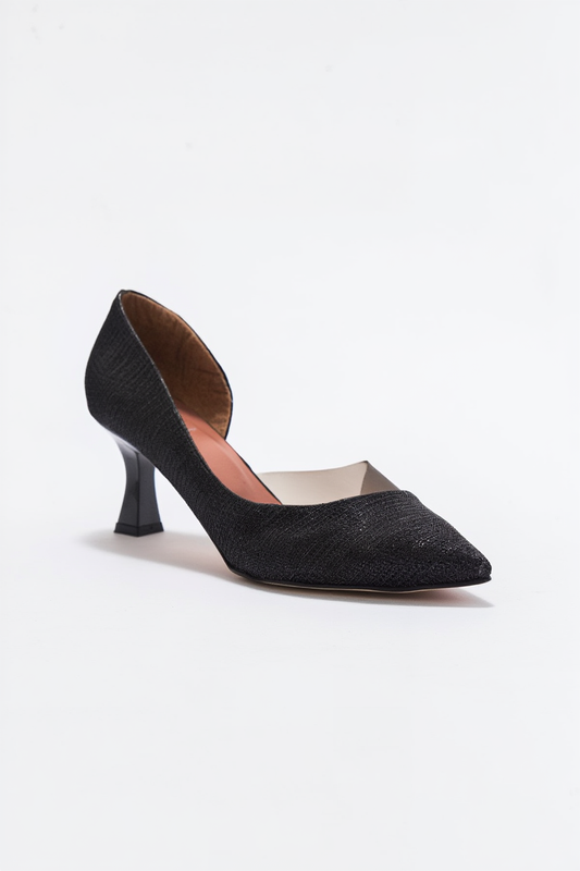 Zapatos de tacón en punta con purpurina negra Vera (Mujer)