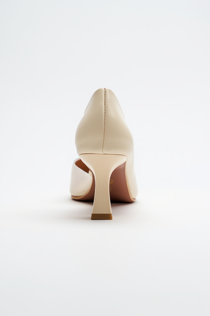 Zapatos de tacón en punta con purpurina Vera Cream (Mujer)