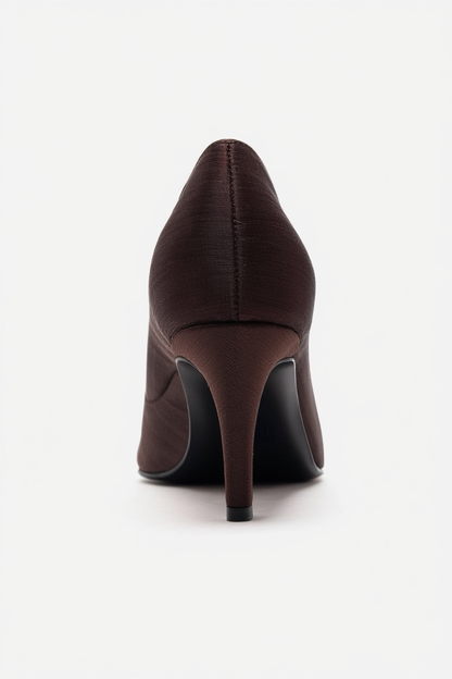 VELMIRA - Brown Satin Stiletto Pump (Women)