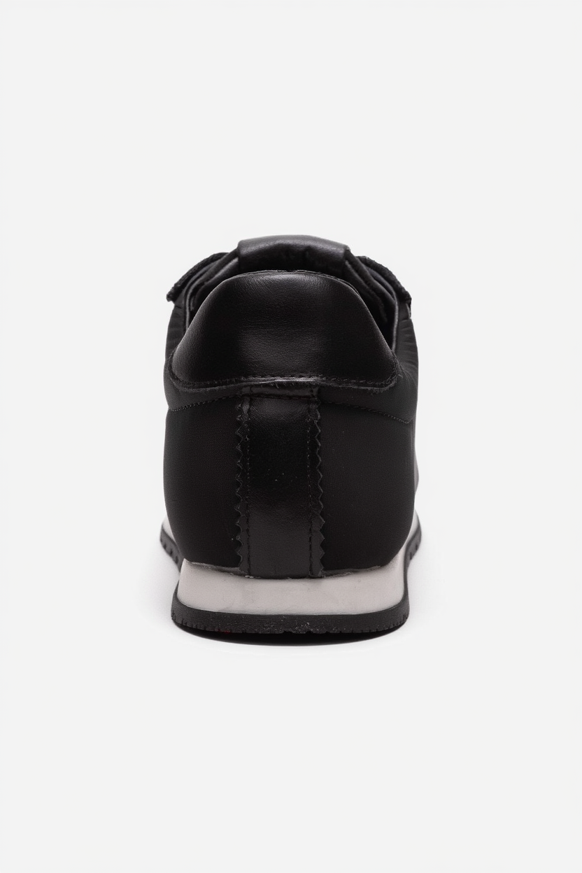 UNICA - Zapatilla deportiva de cuero negro genuino (Mujer)