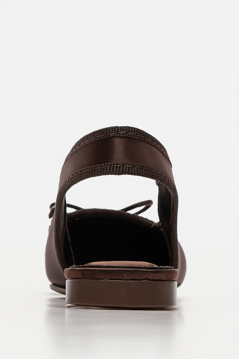 Zelvia - Brown Satin Bow Slingback Ballet Flat (Women)