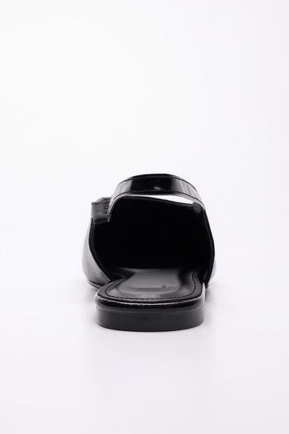SERINA - Black Genuine Leather Sandal (Women)