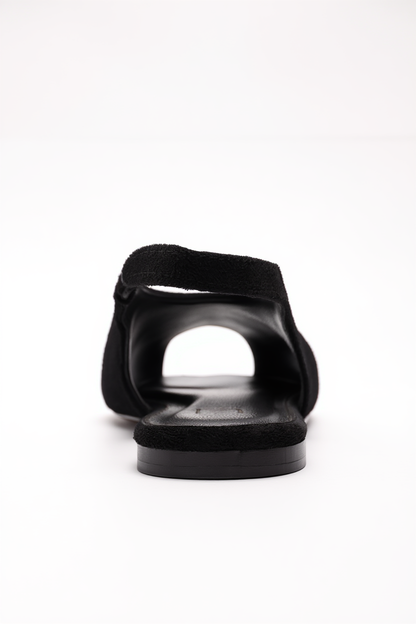 SERINA - Sandalia de cuero genuino negro (Mujer)