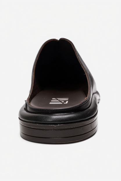 Tansy - Black Genuine Leather Closed-Toe Low Heel Mule (Women)