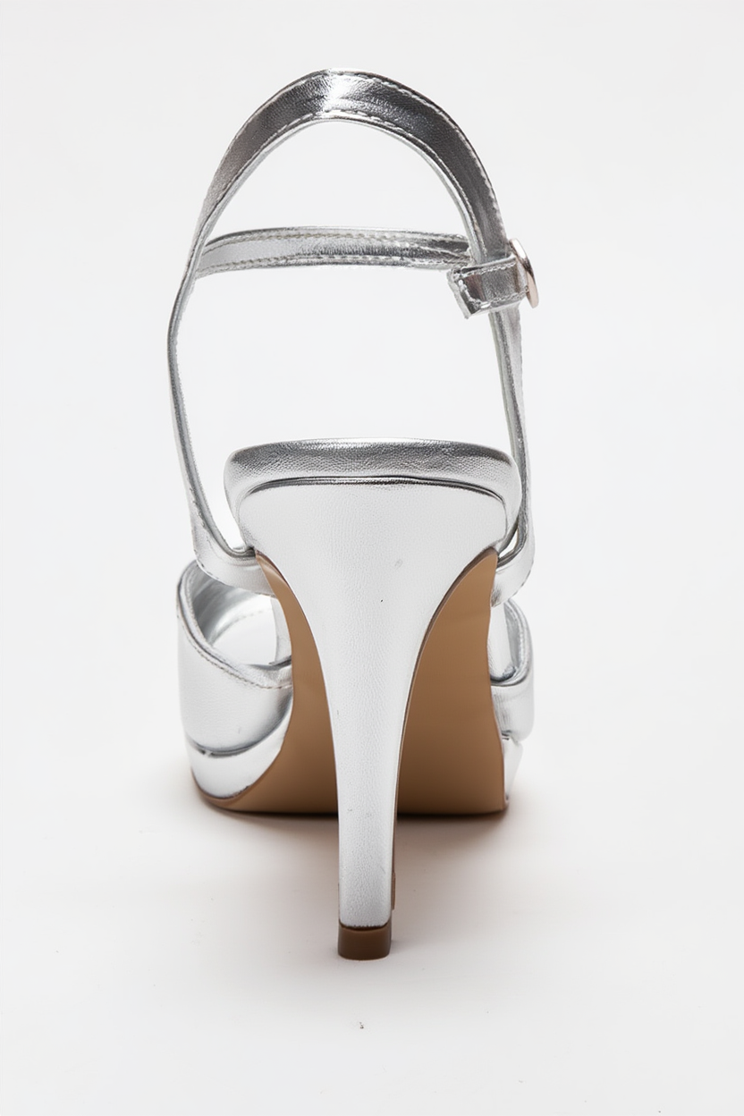 POISE - Zapatos de tacón de aguja plateados con plataforma (Mujer)